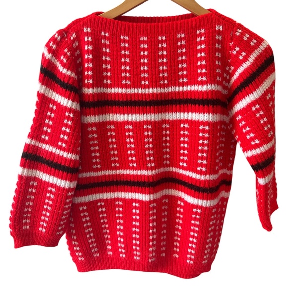 Share  Vintage Italian Maid Nelda Original 100% Orlon Acrylic Sweater Red S - Picture 1 of 3